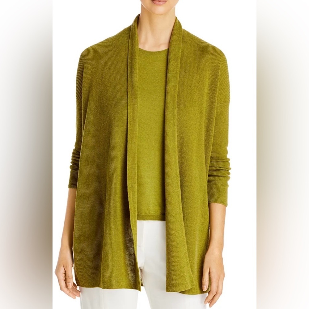Eileen Fisher Open Front Oversized Organic Linen & Cotton Cardigan